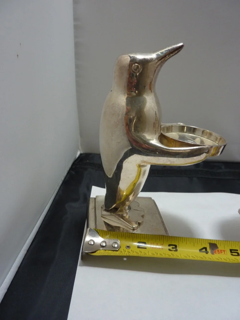 VTG Penguin Candle Holder Votive Set SILVER PLATED Metal Heavy Deco Bird Qty 2
